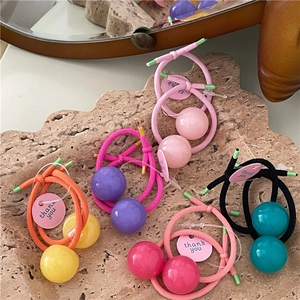 Korean Style Jelly Texture Round Ball Hair Ties Creamy Colors Resin Bead Elastic Hair Ropes Ponytail Holder Hair Accessories