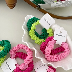 Contrast Color Fabric Scrunchies Handmade Elastic Hair Ties For Women Girls Ponytail Holder Fashion Hair Accessories