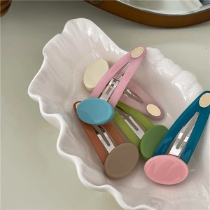 Contrast Color Oval Jelly Texture BB Hair Clip Korean Style Fresh Sweet Plastic Metal Hairpin For Side Bangs Women Hair Accessories