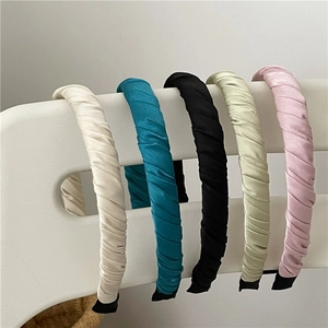 Serre-têtes en tissu plissé aux couleurs unies assorties pour accessoires cheveux