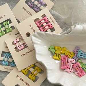 Mini Barrettes à Cheveux en Forme d'Os pour Enfants Pois Colorés Alliage Couleur Bonbon Épingles pour Filles Femmes