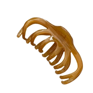 Elegant 13cm amber large hair claw clip for thick hair with translucent jelly texture