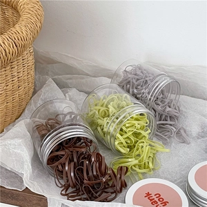 Korean Style High Elasticity Hair Ties Solid Color Disposable Rubber Band Set In Portable Jar For Women Daily Hairstyles