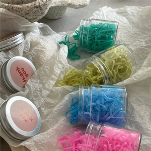 Colorful high-elastic rubber hair bands set in transparent jars with thank you sticker