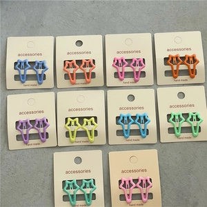 Set of 10 pairs colorful star-shaped hair clips for girls in vibrant pastel shades