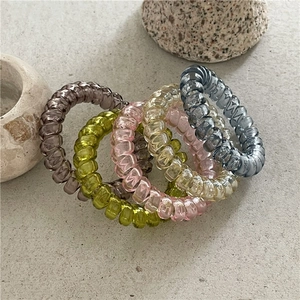 Élastiques à Cheveux en Spirale Câble Téléphonique Texture Gelée Élastique Transparent Coloré Sans Trace pour Femmes Filles Accessoires