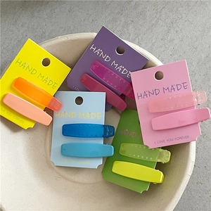 Barrettes à Cheveux en Plastique Rectangulaires Géométriques Couleur Bonbon Faites à la Main Style Frais Pinces Bec de Canard pour Femme