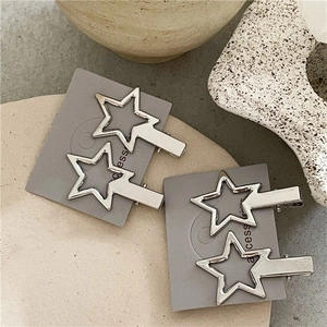 Barrettes à cheveux étoile argentée évidée Y2K sur carte à bijoux au design minimaliste