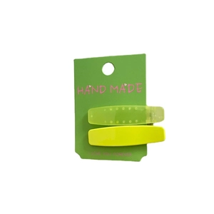 Lot de 2 barrettes à cheveux en plastique mat vert fluo et jaune vif pour l'été