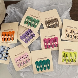 4Pcs Set Cute Colorful Alloy Drop Shaped BB Hair Clips Handmade Matte Finish Hairpins For Kids Girls Women Hair Accessories
