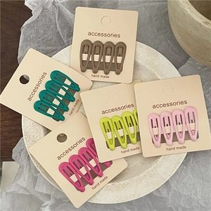 Colorful matte drop-shaped mini BB hair clips set for girls on accessory cards