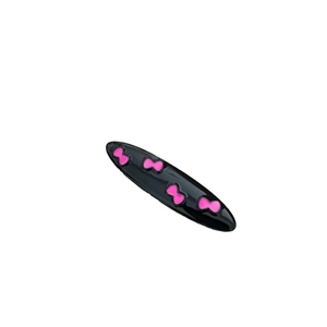 Fashionable black barrette with pink bow designs for girls, high-gloss finish hair clip