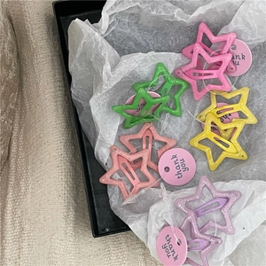 Glitter Star BB Hair Clips For Girls Women Sweet Star Shaped Drip Oil Hairpins Fashion Hair Accessories Starry Barrettes