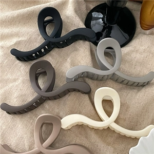 Morandi colors matte geometric large hair claw clips in black, beige and brown tones