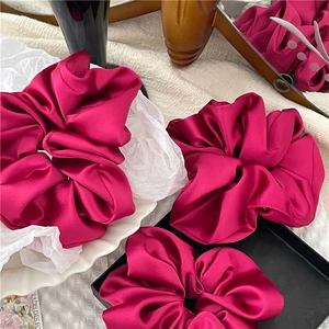 Großes Satin Haargummi Hoch Elastisches Stoff Haarseil Süßes Fuchsie Pferdeschwanz Halter Elegantes Damen Haarschmuck