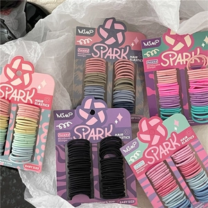 Cute colorful baby hair ties set on card packaging with high elastic pony tail bands