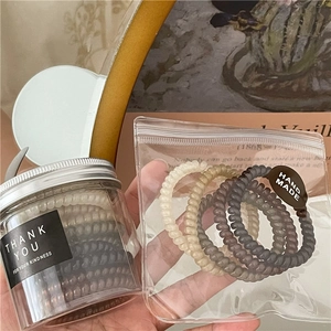 Spiral Hair Ties Set Earth Tones Telephone Wire Hair Rings Elastic No Crease Resin Jelly Texture Ponytail Holder For Women