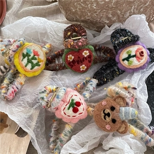 Handmade wool felt hair claws with cute flower, heart and bear designs for girls