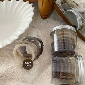 Jelly texture spiral telephone wire hair ties set in coffee and beige earth tones
