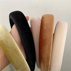 Thick velvet padded headbands in multiple colors for a vintage high crown hair styling look