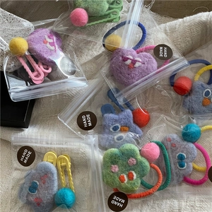 Handmade Wool Felt Hair Accessories Cartoon Star Heart Cloud Shapes For Girls Cute Korean Style Hair Clips And Hair Ties