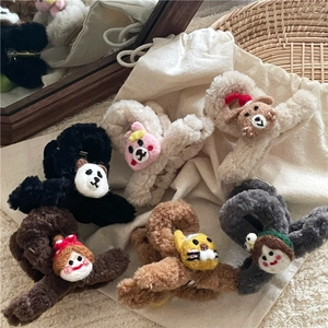 Pinces à cheveux mignonnes en laine feutrée avec panda et lapin pour filles en peluche