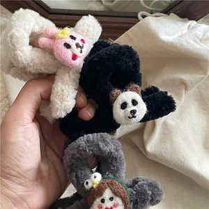 Barrettes à cheveux mignonnes en feutre de laine avec lapin et panda pour filles