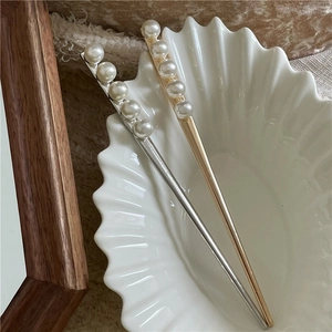 Pic à Cheveux en Alliage de Künstliche Perles d'Imitation Élégant Épingle à Cheveux Métallique Minimaliste pour Femmes Style Coréen