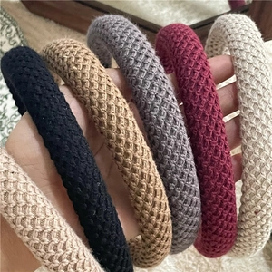 Thick knitted sponge headbands in various solid colors for autumn and winter outfits