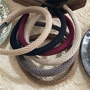 Solid Color Knitted Wool Headband For Women Thick Sponge Padded Hairband Autumn Winter Fashion Handmade Hair Accessories