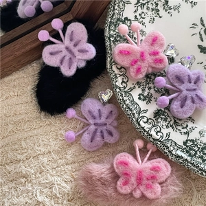 Douce Pince à Cheveux Papillon en Peluche Faite à la Main Style Coréen Jolie Épingle à Cheveux pour Filles Femmes Décorative