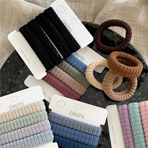 Chouchous Élastiques Femmes Tissu Côtelé Supports de Queue de Cheval Bandeaux Doux Couleurs Morandi Accessoires Cheveux