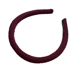 Solid color wine red knitted sponge headband featuring elegant handmade braided pattern texture
