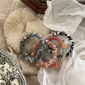 Élastiques à Cheveux Enveloppés de Fil de Laine Peluche Colorée Bandeaux Élastiques Style Coréen Bijoux de Cheveux