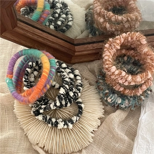 Lot de chouchous colorés faits main en laine tricotée de style bohème texturé