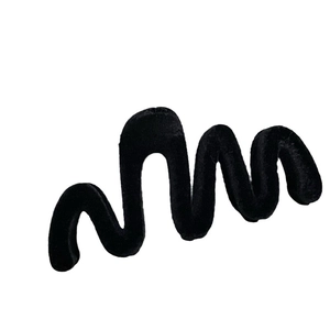 Elegant black flocked wavy hair claw clip with geometric rectangular design for women