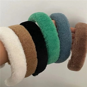 Bandeaux en peluche multicolores aux textures douces pour accessoires de mode d'hiver