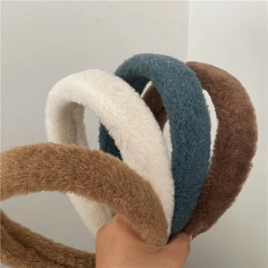 Serre-tête large en peluche pour femme en beige, bleu, marron et camel, accessoire d'hiver