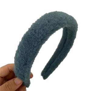 Serre-tête en peluche bleue en fausse fourrure épaisse pour accessoire d'hiver