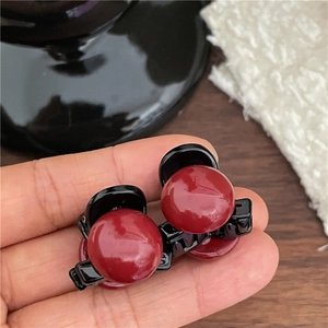Mini mollette per capelli con perle rosse minimaliste per decorazione acconciatura