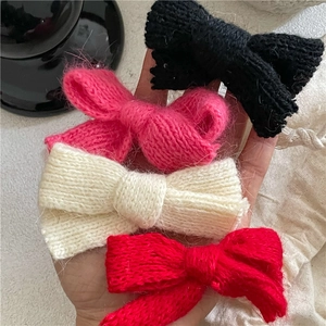 Süße Strick Schleife Haarklammer Stoff Entenschnabelklemme Mode Haarschmuck Für Damen Mädchen Winter Täglich Kopfschmuck