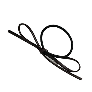 Minimalist PU leather bow hair tie with elastic band for women in deep coffee color