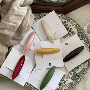 Elegant French Acetate Willow Leaf Hair Clip For Women Oval Glossy Duckbill Clip Minimalist Fashion Hair Accessories