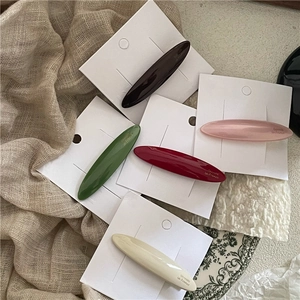 Set of 5 minimalist oval acetic acid hair clips in olive, coffee, red, pink and beige colors