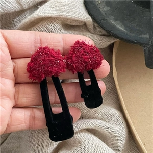 Lot de jolies barrettes à cheveux champignons rouges floqués avec sequins pour l'hiver