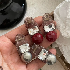 Barrettes à Cheveux Rétro Françaises en Résine avec Künstliche Perles d'Imitation et Strass Pinces à Bec de Canard Élégantes Femmes