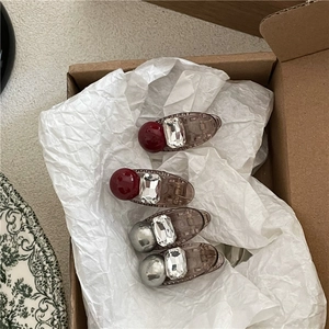 Élégant ensemble de 4 barrettes à cheveux en perles gris et bordeaux avec strass
