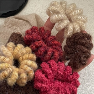 Anneau de Cheveux en Fil Téléphonique Enveloppé de Laine Haute Élasticité Élastique à Spirale Tricoté pour Femmes Filles Accessoire Automne Hiver