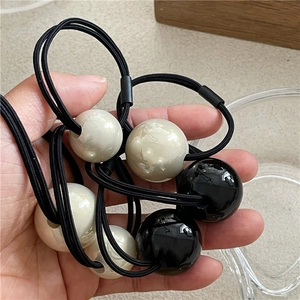 Elegant High Elastic Double Strand Hair Ties With Round Imitation Artificial Pearl Beads Sweet Simple Hair Bands For Women Girls Accessory