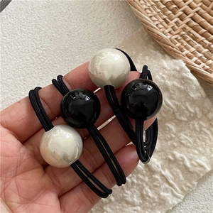 Elegant pearl bead elastic hair ties in black and white styles for ponytail styling